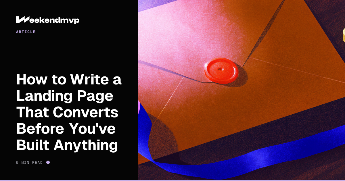A sealed cream envelope resting on a dark desk, lit by a single lavender light along its wax stamp, everything else falling into shallow shadow